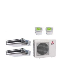 Mitsubishi 20,000 BTU SEZ-AD-Series 20 SEER2 Dual Zone Concealed Duct Mini Split Heat Pump System – R454B | 230V - 9 + 9 - MXZ-2D20NL / 2-SEZ-AD09NL