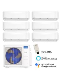 55,000 BTU MRCOOL DIY 5th Gen 22 SEER2 Six  Zone Wall Mount Mini Split Heat Pump System – R454B | 230V – 6 + 9 + 9 + 9 + 9 + 12 - DIY-MULTI6-55HP / DIY-06-HP-WMAH-230 / DIY-09-HP-WMAH-230-4 / DIY-12-HP-WMAH-230