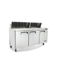 Atosa 73" 3 Door Sandwich / Salad Prep Table, (18) 1/6 size pans – MSF8304GR