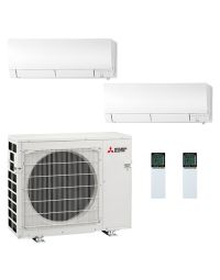 23,600 BTU Mitsubishi GX-Series 20 SEER2 Dual Zone Wall Mounted Mini Split Heat Pump System - R454B | 12 + 15