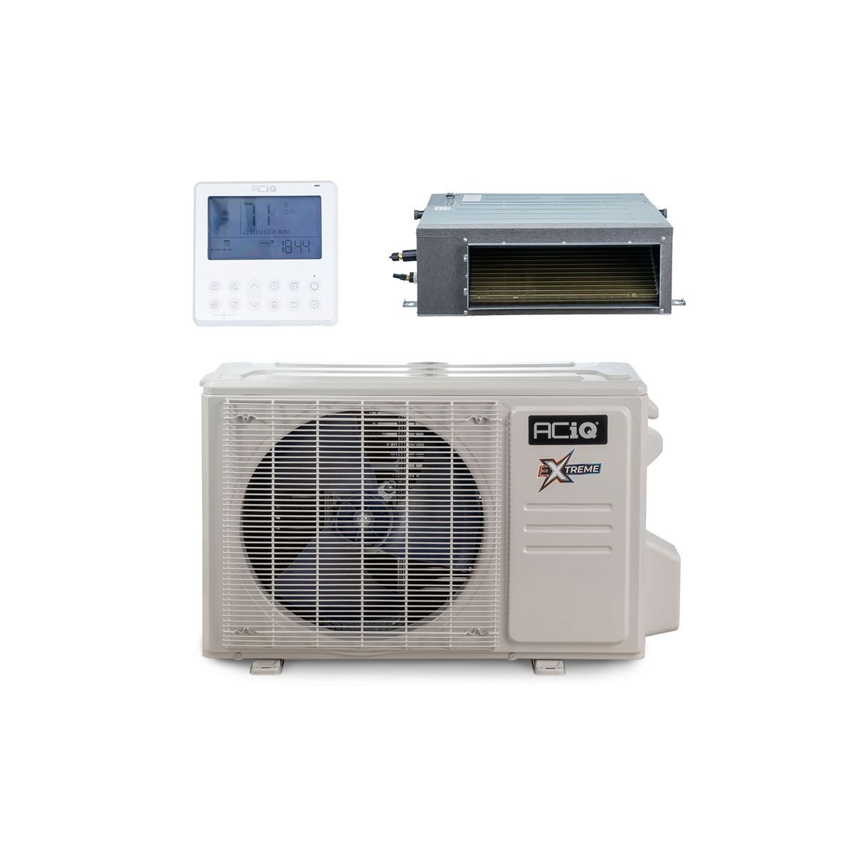 9,000 BTU 23 SEER ACiQ Single Zone Concealed Duct Mini Split System | Extreme Series - ACIQ-09CD-HH-MC / ACiQ-09ZPL-HP230C