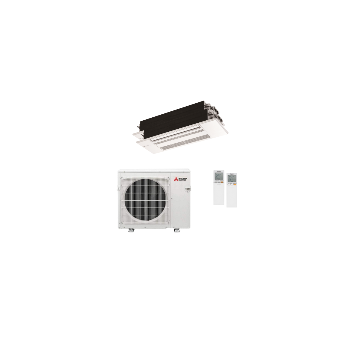 20,000 BTU Mitsubishi M-Series 20 SEER2 Dual Zone Ceiling Cassette Mini Split Heat Pump System - R454B | 9+9