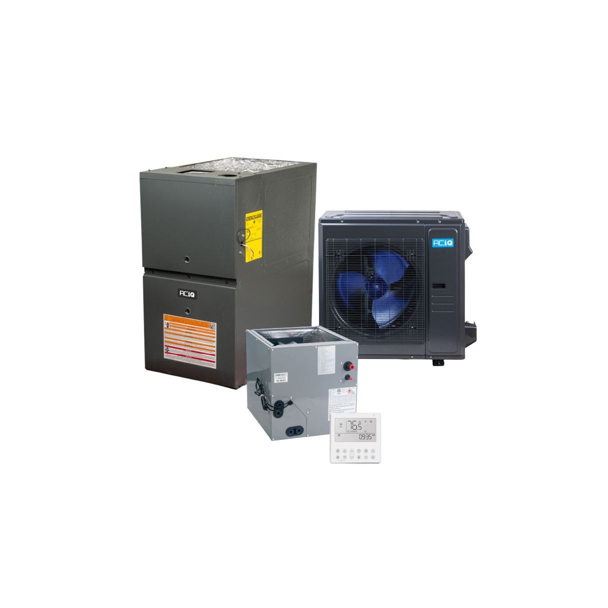 3 Ton 14.7 SEER2 80% AFUE 80000 BTU Furnace and High Efficiency Heat Pump System | Inverter - R454B - Upflow/Horizontal - ACIQ-36-EHPD / ACIQ-36-ACL-17-B / AQ-GR9T800803BN