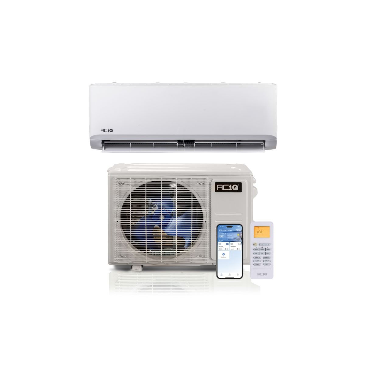 9,000 BTU 24.5 SEER2 ACiQ Single Zone Wall Mounted Mini Split System w/ WiFi - 115V - R454B - ACIQ-09ZS-HP115C / ACIQ-09WS-HP115C
