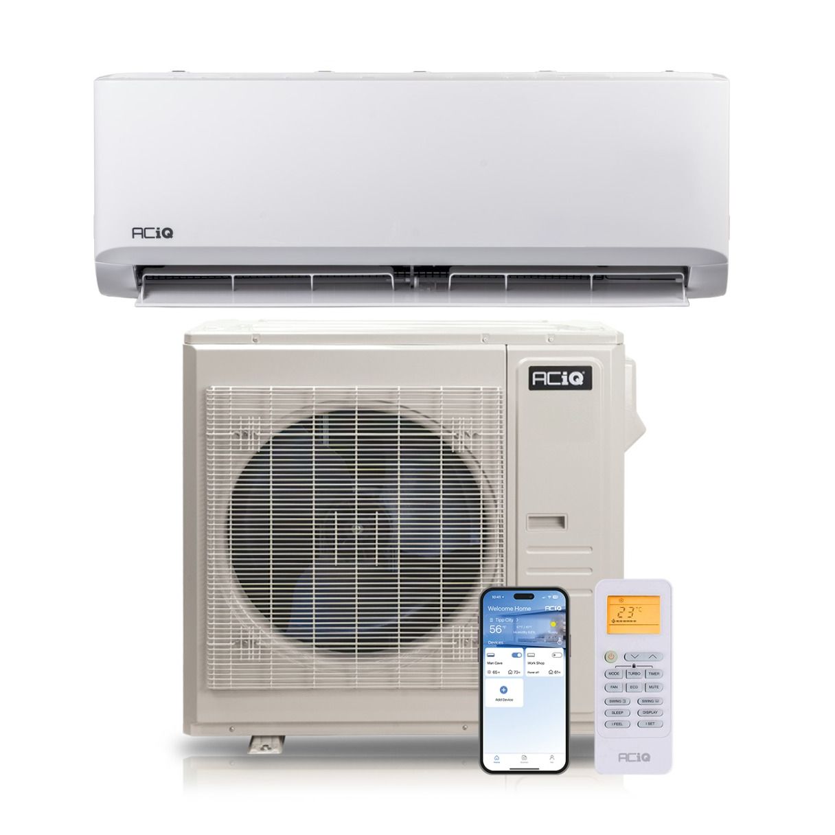 24,000 BTU 23.5 SEER2 ACiQ Single Zone Wall Mounted Mini Split System w/ WiFi - R454B - ACIQ-24ZS-HP230C / ACIQ-24WS-HP230C