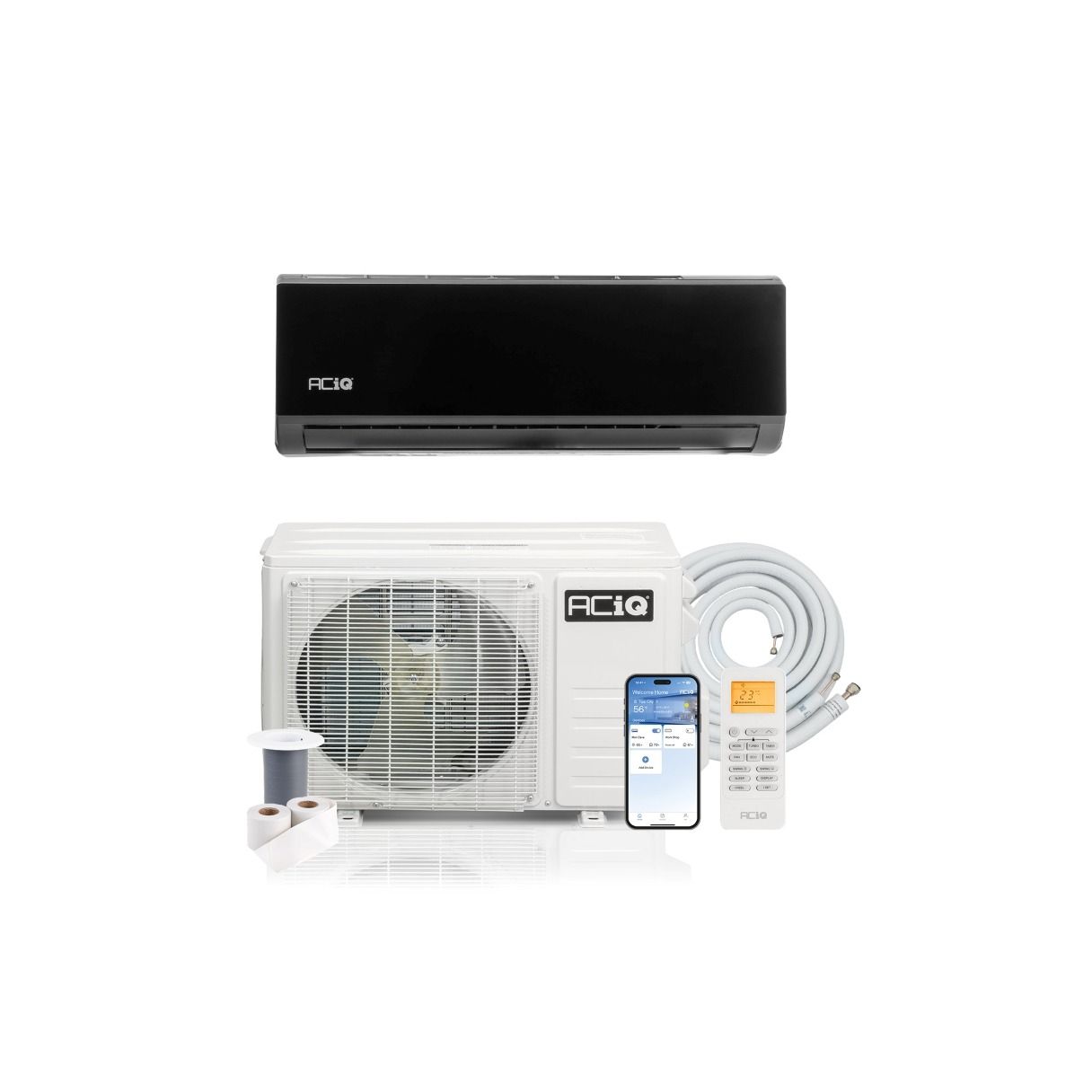 9,000 BTU ACiQ Essentials 19 SEER2 Single Zone Wall Mount Mini Split Heat Pump System - R454B | 115V - ACIQ-K09Z-HP115B / ACiQ-K09W-BL-HP115B