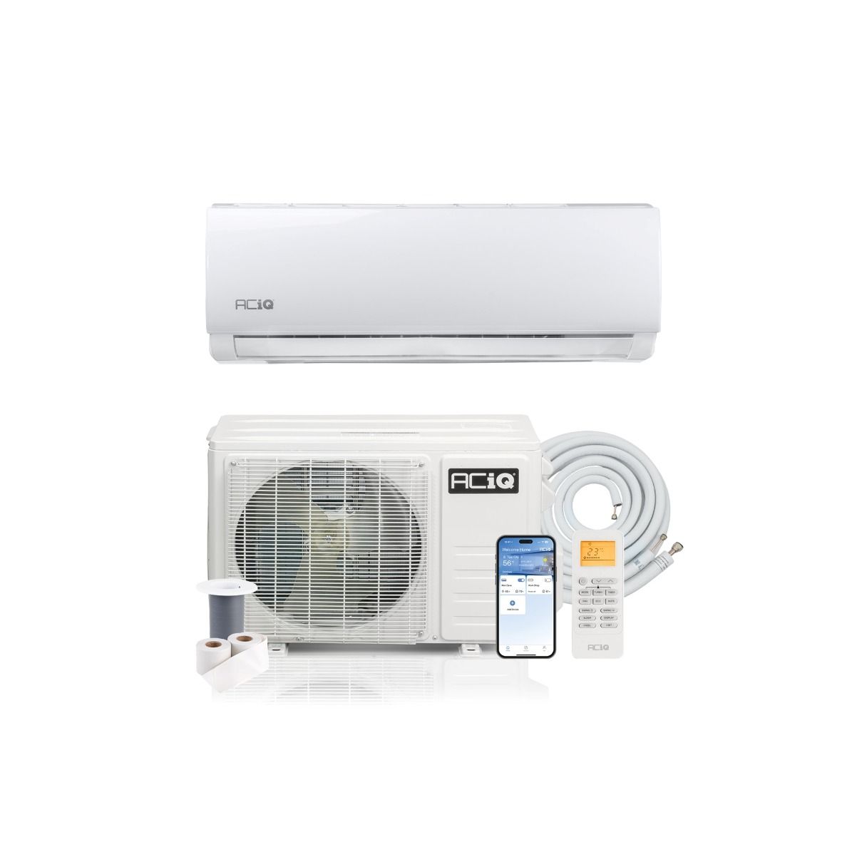 9,000 BTU ACiQ Essentials 19 SEER2 Single Zone Wall Mount Mini Split Heat Pump System - R454B | 115V - ACiQ-K09Z-HP115B / ACiQ-K09W-W-HP115B