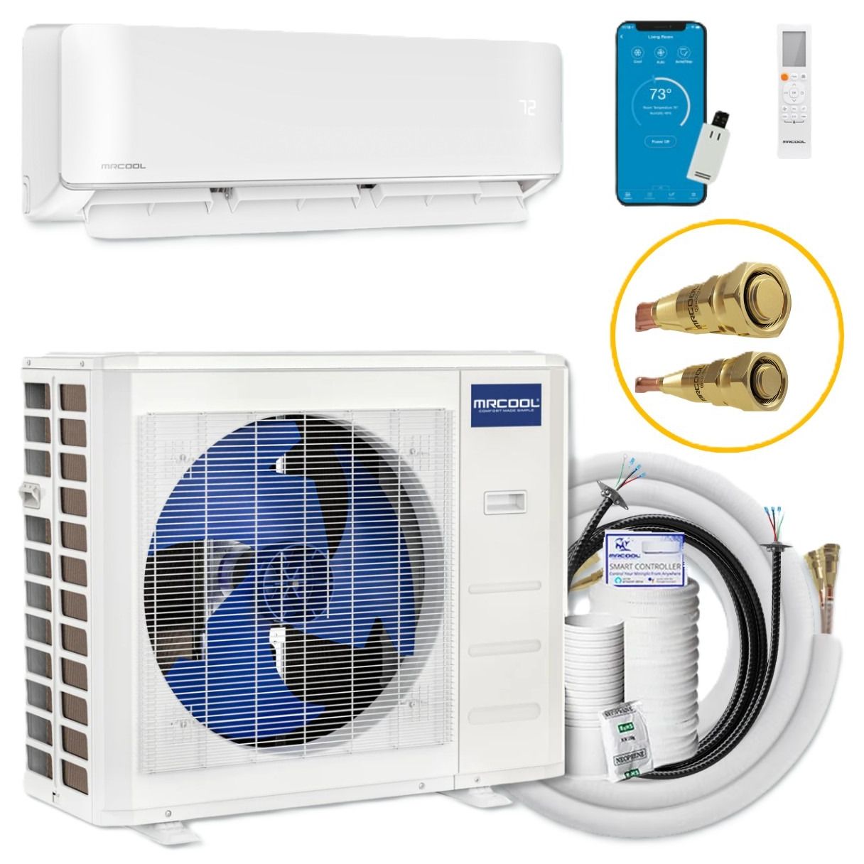 MRCOOL 18,000 BTU DIY 5th Gen Energy Star 21.5 SEER2 Single Zone Wall Mount Mini Split Heat Pump System w/ 25' Line Set – R454B | 230V