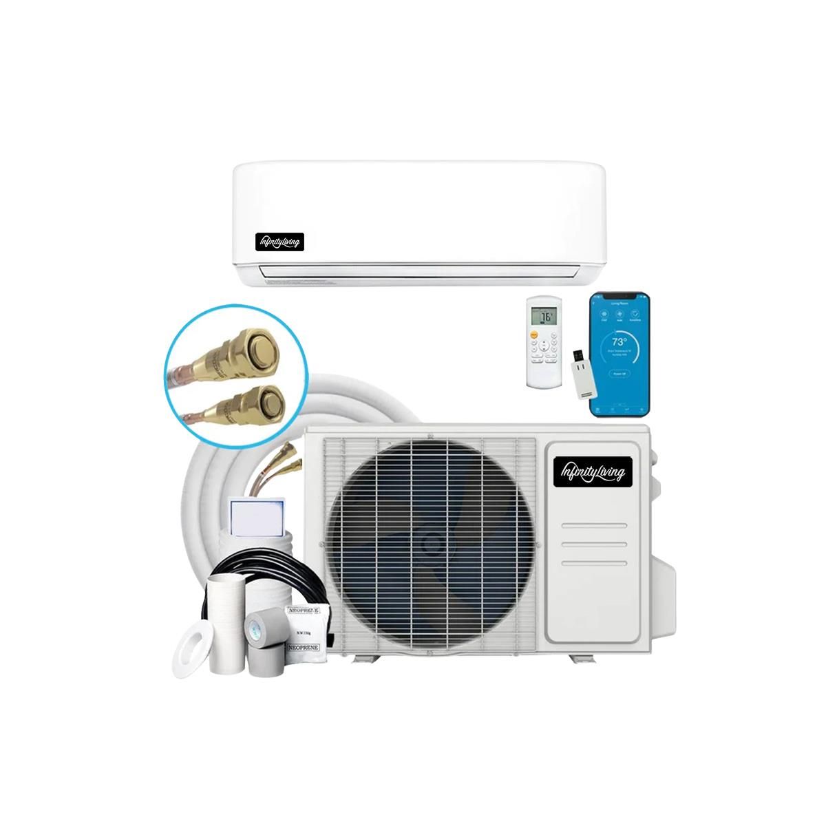 24,000 BTU Infinity Living DIYCOOL 18.9 SEER2 Single Zone Wall Mount Mini Split Heat Pump System - R454B | 230V - EZ-24Z-HP230B / EZ-24W-HP230B