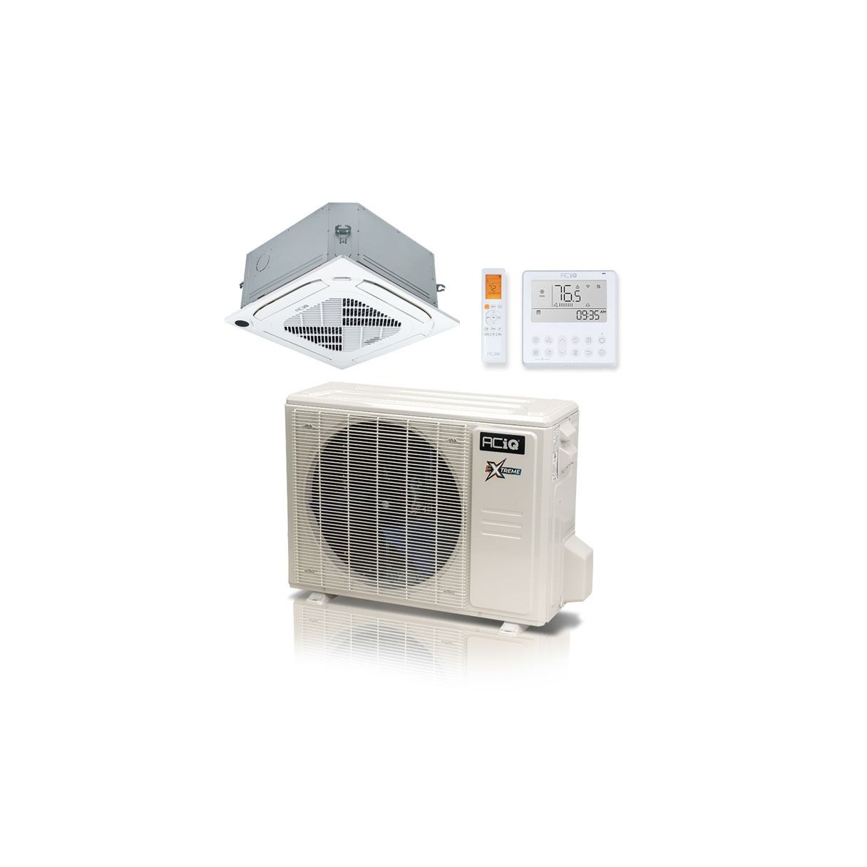 9,000 BTU ACiQ Extreme 23 SEER2 Single Zone Ceiling Cassette Mini Split Heat Pump System - R454B | 230V - ACIQ-09ZPL-HP230C / ACIQ-09CC-HH-MC