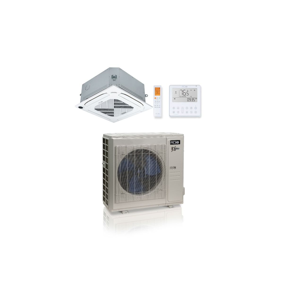 36,000 BTU ACiQ Extreme 23 SEER2 Single Zone Ceiling Cassette Mini Split Heat Pump System - R454B | 230V - ACIQ-36ZPL-HP230C / ACIQ-36CC-HH-MC