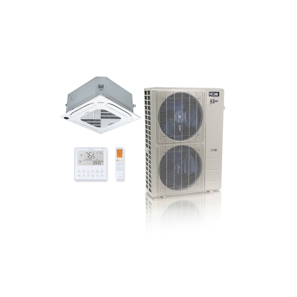 48,000 BTU ACiQ Extreme 23 SEER2 Single Zone Ceiling Cassette Mini Split Heat Pump System - R454B | 230V - ACIQ-48ZPL-HP230C / ACIQ-48CC-HH-MC