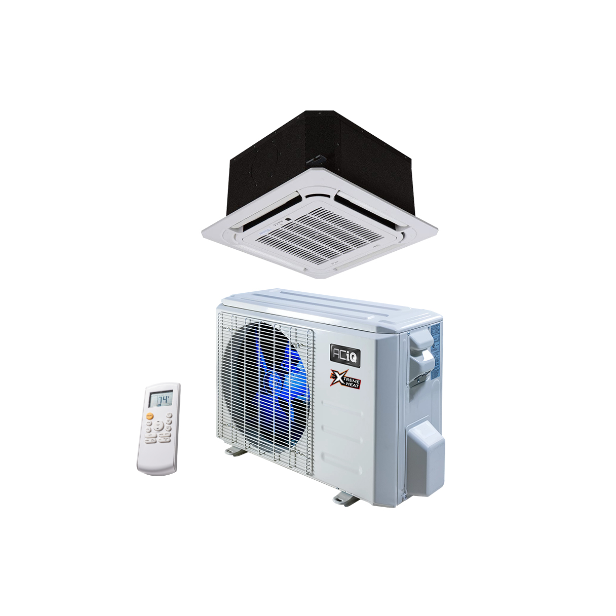 9,000 BTU 23 SEER ACiQ Single Zone Slim Ceiling Cassette Mini Split System | Extreme Series