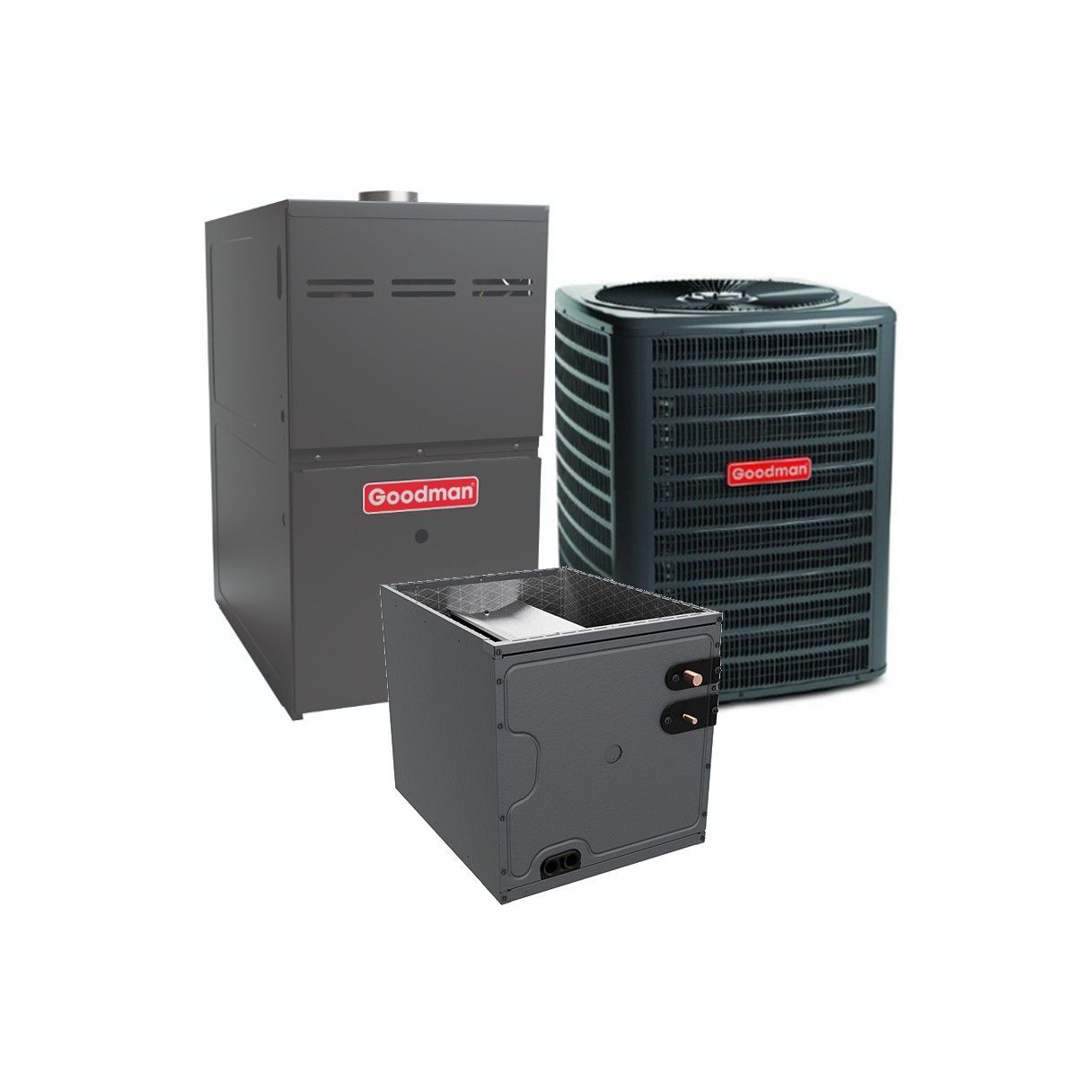 2.5 Ton 13.4 SEER2 92% AFUE 80,000 BTU Goodman Gas Furnace and R32 Air Conditioner System - Upflow - GLXS3BN3010 / CAPTA3022B3 / GR9S920803BN