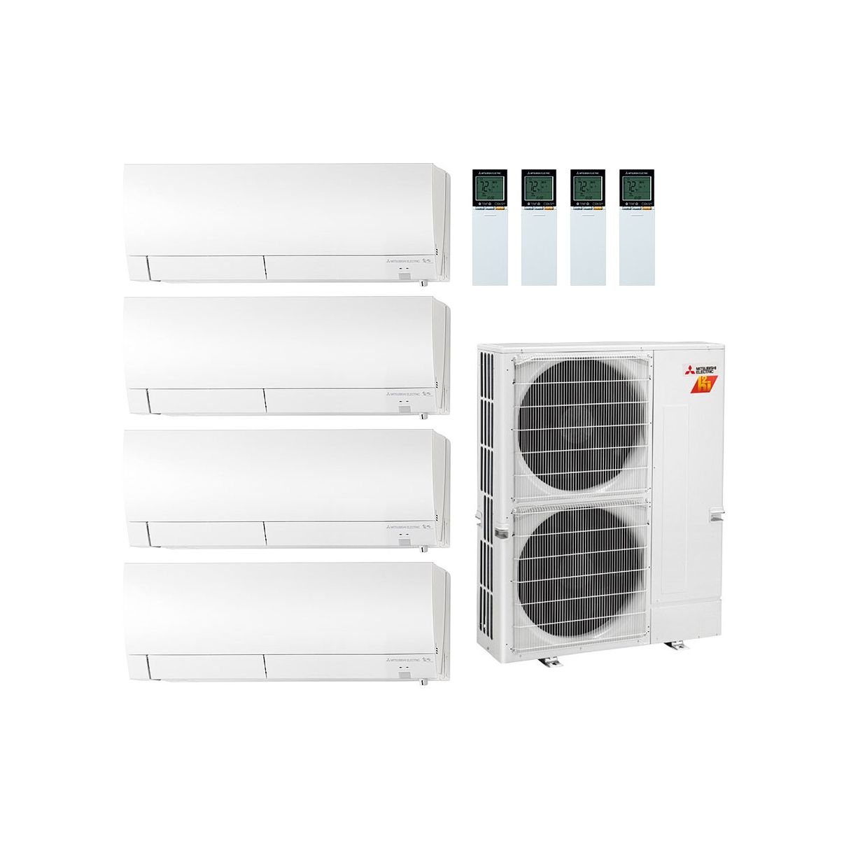 36,000 BTU Mitsubishi FX-Series Hyper Heat Mini Split - 23 SEER2, R454B, 4-Zone System | 9k + 9k + 9k + 15k Units