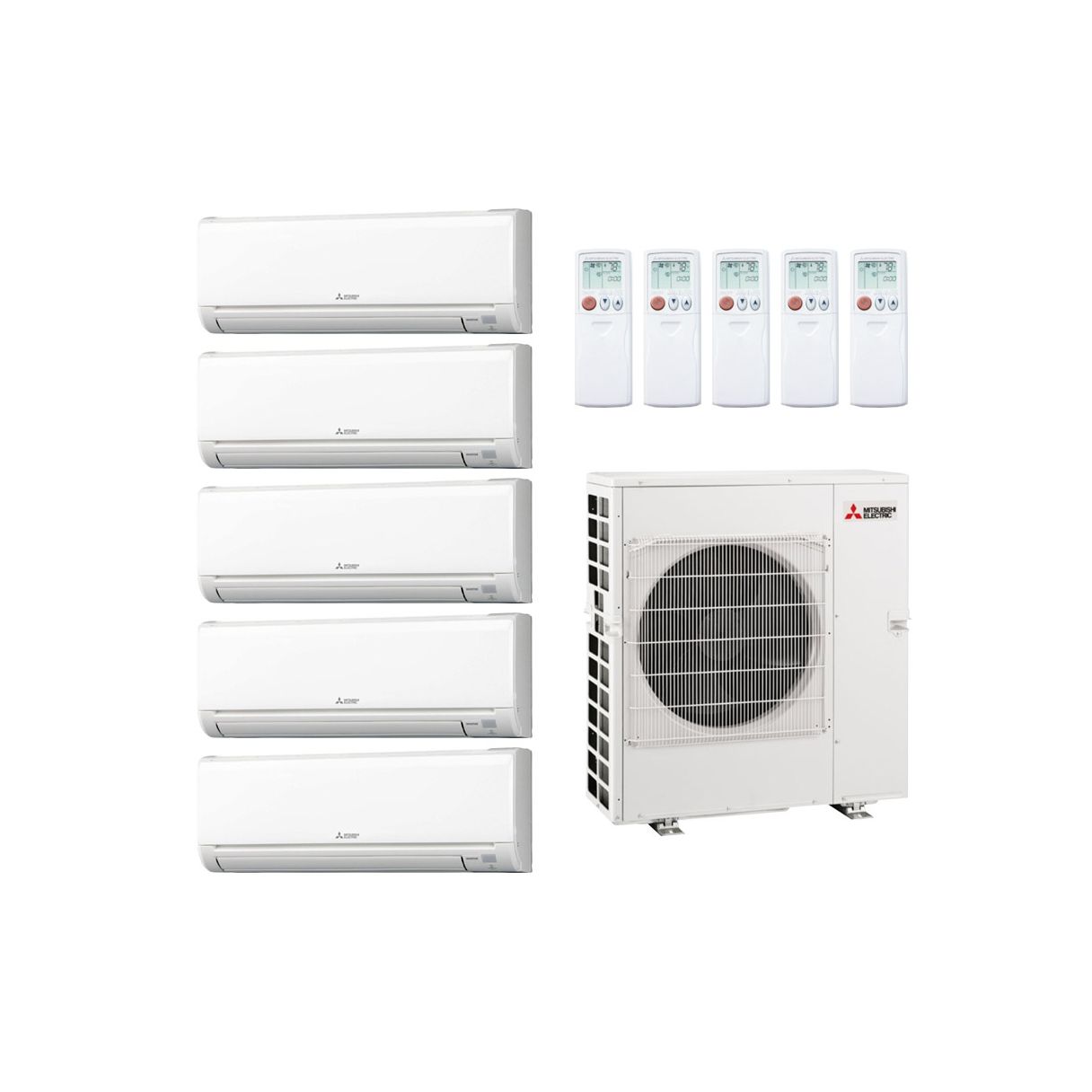 40,500 BTU Mitsubishi GX-Series 21.5 SEER2 Five Zone Wall Mounted Mini Split Heat Pump System - R454B |6 + 6 + 9 + 12 + 18