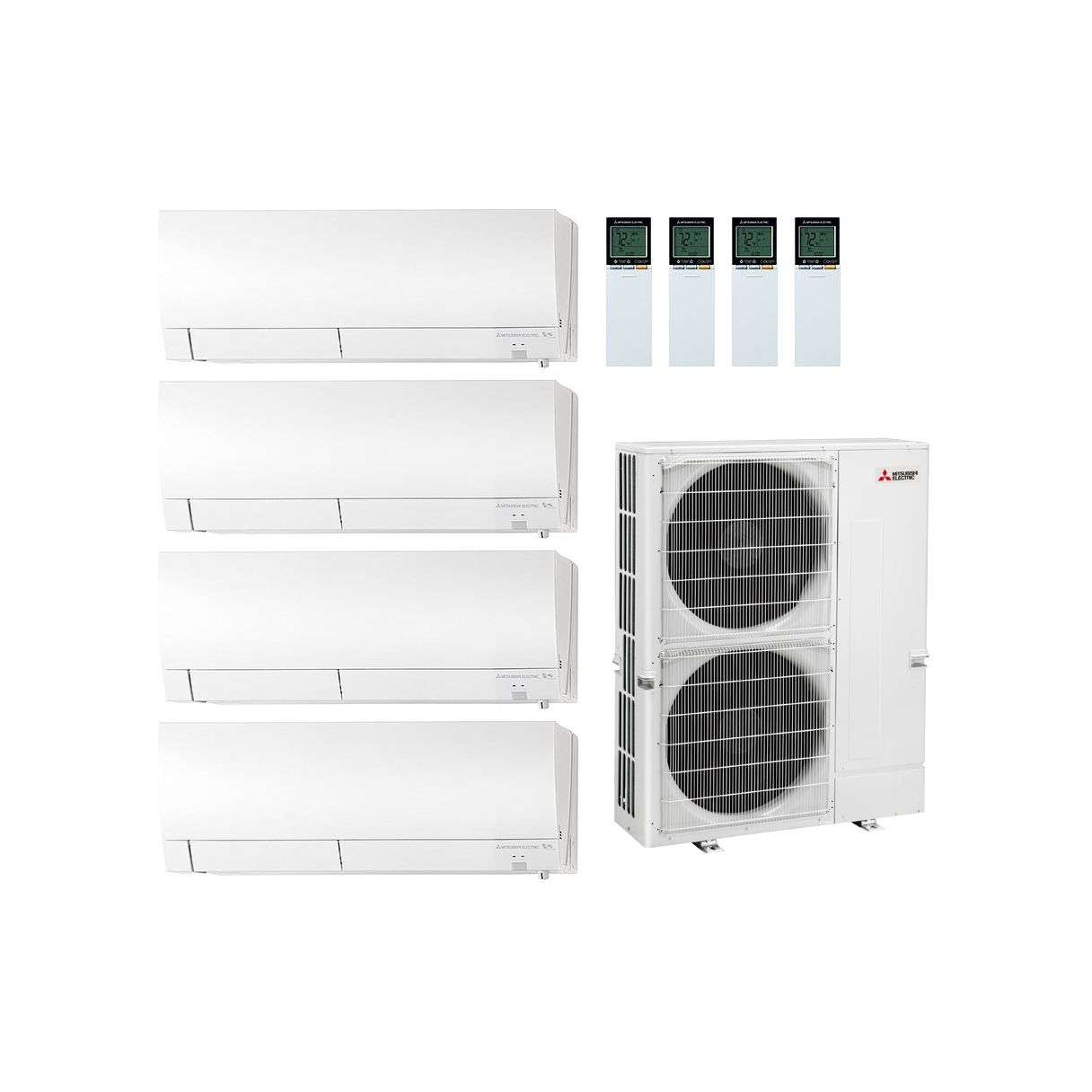 36,000 BTU Mitsubishi GX-Series 4-Zone Mini Split | 23 SEER2, R454B, 6k + 6k + 9k + 12k Units