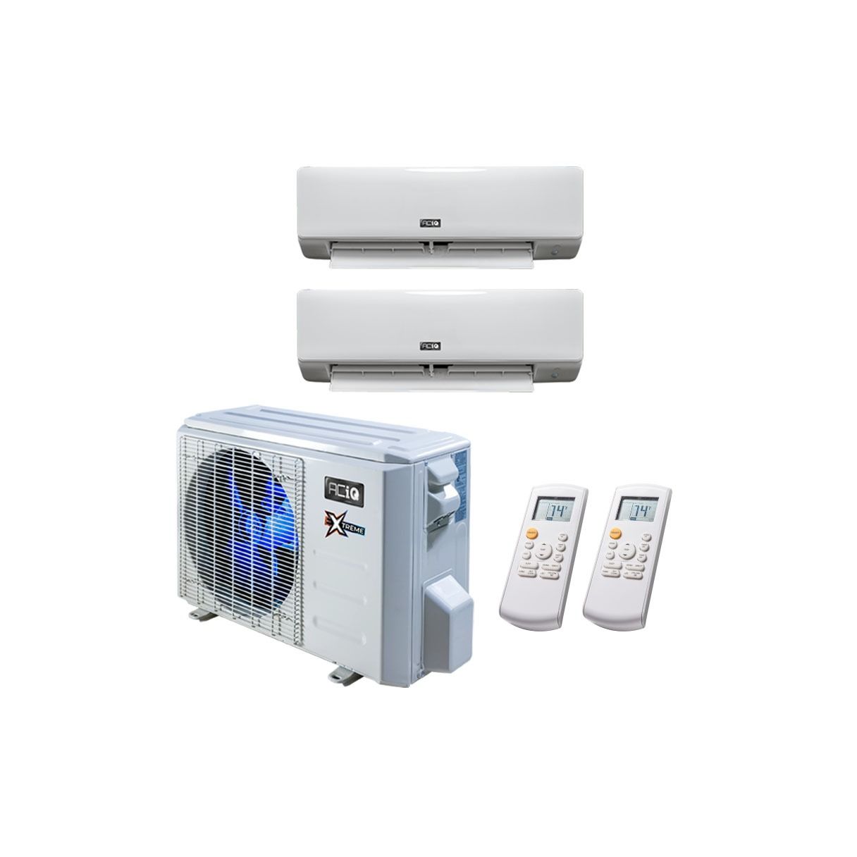 18,000 BTU 22 SEER2 ACiQ 2-Zone Wall Mounted Mini Split System - Extreme Heat - WiFi Enabled - 12+12 - ACIQ-18Z-HH-M2B / 2-ACIQ-12W-HH-MB