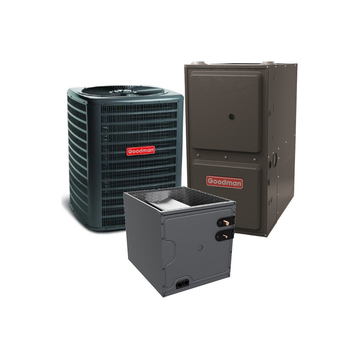 3 Ton 14 SEER2 80% AFUE 80,000 BTU Goodman Gas Furnace and R32 Air Conditioner System - Upflow - GLXS3BN3610 / CAPTA3626B3 / GR9S800803BN