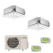 Mitsubishi 20,000 BTU 16 SEER Dual Zone Heat Pump System 9+12 - Ceiling Cassette - MXZ-2C20NA2 / SLZ-KF09 / SLZ-KF12 / 2-MHK1