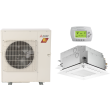 20,000 BTU Mitsubishi P-Series 19.3 SEER2 Dual Zone Ceiling Cassette Mini Split Hyper Heat Pump System - R454B | 9 + 9