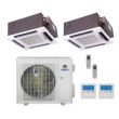Gree 24,000 BTU 16 SEER Dual Zone Ceiling Cassette Heat Pump System 12+18 - MULTI24HP230V1CO / CAS12HP230V1AC / CAS18HP230V1AC