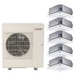 Mitsubishi 42,000 BTU SEZ-AD-Series 19.3 SEER2 5 Zone Ceiling Cassette Mini Split Heat Pump System R454B | 230V - 9 + 9 + 9 + 9 + 9 - MXZ-5D42NL / 5-SLZ-AF09NL / 5-MHK2