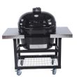 Primo Oval XL 400 Ceramic Kamado Grill On Steel Cart With Stainless Side Shelves - PRM778 / PRM370