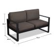 Real Flame Baltic Love Seat - Black - 9624-BK - Dimensions