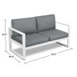 Real Flame Baltic Love Seat- White - 9624-WHT - dims