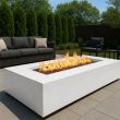 HPC TEJAS 48" Steel Gas Fire Pit with Electronic Hi/Lo 120V & in White for Natural Gas or Propane - TOR-TEJ48X24EI-HI/LO-W