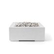 HPC Alea 32" Square Concrete Gas Fire Pit in Ash with Electronic & Ivory Beach Stone - TOR-ALEA32-AIB-EI