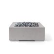 HPC Alea 32" Square Concrete Gas Fire Pit in Sandstone with Electronic & Slate Beach Stone - TOR-ALEA32-SBL-EI