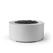 HPC Belmont 36" Round Concrete Gas Fire Pit in Ash with Match Light & Black Lava Rock - TOR-BELM-ABL-MLFPK