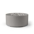 HPC Belmont 36" Round Concrete Gas Fire Pit in Sandstone with Match Light & Ivory Beach Stone - TOR-BELM-SIB-MLFPK
