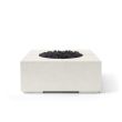HPC Bravo 32" Square Concrete Gas Fire Pit in Limestone with Electronic & Black Lava Rock - TOR-BRAV-LBL-EI