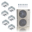 48,000 BTU ACiQ Standard 24 SEER2 6 Zone Ceiling Cassette Mini Split Heat Pump System - R454B | 230V - 9 + 9 + 9 + 9 + 9 + 9 - ES-48Z-M6C / ACiQ-09CC-HH-MC-6