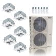 55,000 BTU ACiQ Standard 22 SEER2 6 Zone Ceiling Cassette Mini Split Heat Pump System - R454B | 230V - 9 + 9 + 9 + 9 + 12 + 12 - ES-55Z-M6C / ACiQ-09CC-HH-MC-4 / ACiQ-12CC-HH-MC-2