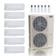 55,000 BTU ACIQ Standard 22 SEER2 6 Zone Wall Mount Mini Split Heat Pump System - R454B | 230V - 6 + 9 + 9 + 9 + 9 + 9 - ES-55Z-M6C / ACIQ-06W-HH-MD / ACIQ-09W-HH-MD-5