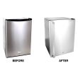 Blaze 20-Inch 4.5 Cu Ft. Compact Refrigerator With Recessed Handle With Optional Stainless Steel Hinged Door Upgrade  - before after 