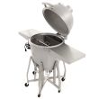 Blaze 20-Inch Cast Aluminum Kamado Grill with Cart - BLZ-20-KAMADO / BLZ-20KMDO2-CART - open on cart with interior view