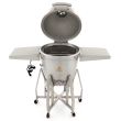 Blaze 20-Inch Cast Aluminum Kamado Grill with Cart - BLZ-20-KAMADO / BLZ-20KMDO2-CART - open on cart with shelves