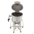 Blaze 20-Inch Cast Aluminum Kamado Grill with Cart - BLZ-20-KAMADO / BLZ-20KMDO2-CART - open on cart no shelves