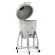 Blaze 20-Inch Cast Aluminum Kamado Grill with Cart - BLZ-20-KAMADO / BLZ-20KMDO2-CART - open on cart