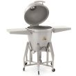 Blaze 20-Inch Cast Aluminum Kamado Grill with Cart - BLZ-20-KAMADO / BLZ-20KMDO2-CART - open with shelves on cart