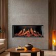 Buck 72" Spectra LCD Holographic Linear Electric Fireplace App & Smart Controlled with Remote, 5,000 BTU Heater, Logs & Fireglass Display for 110/120V - BE L723SLCD