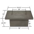 Real Flame Ventura Rectangular Propane Fire Table with Natural Gas Conversion- Glacier Gray - C9640LP-TGLG  - Dimension