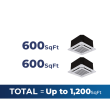27,000 BTU 24.6 SEER2 ACiQ 2-Zone Ceiling Cassette Mini Split System - 12+12 - ES-27Z-M3/ACIQ-12CC-HH-M-2