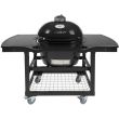 Primo Oval LG 300 Ceramic Kamado Grill On Steel Cart With 1-Piece Island Side Shelves & Cup Holders - PRM775 / PRM368 / PRM329