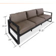 Real Flame Baltic 3 Seat Sofa - Black - 9621-BK - Dimension
